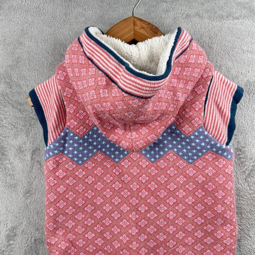 Matilda Jane Warm Hugs Vest Girls 10 Hood Sherpa Lined Cozy‎ Pink Floral Diamond
